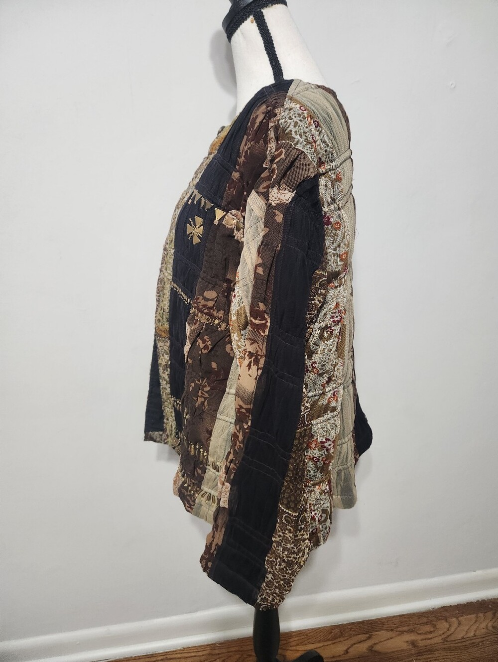Coldwater Creek Boho Patchwork Embellished Multimedia Jacket Artsy Lagenlook XL - Picture 5 of 10